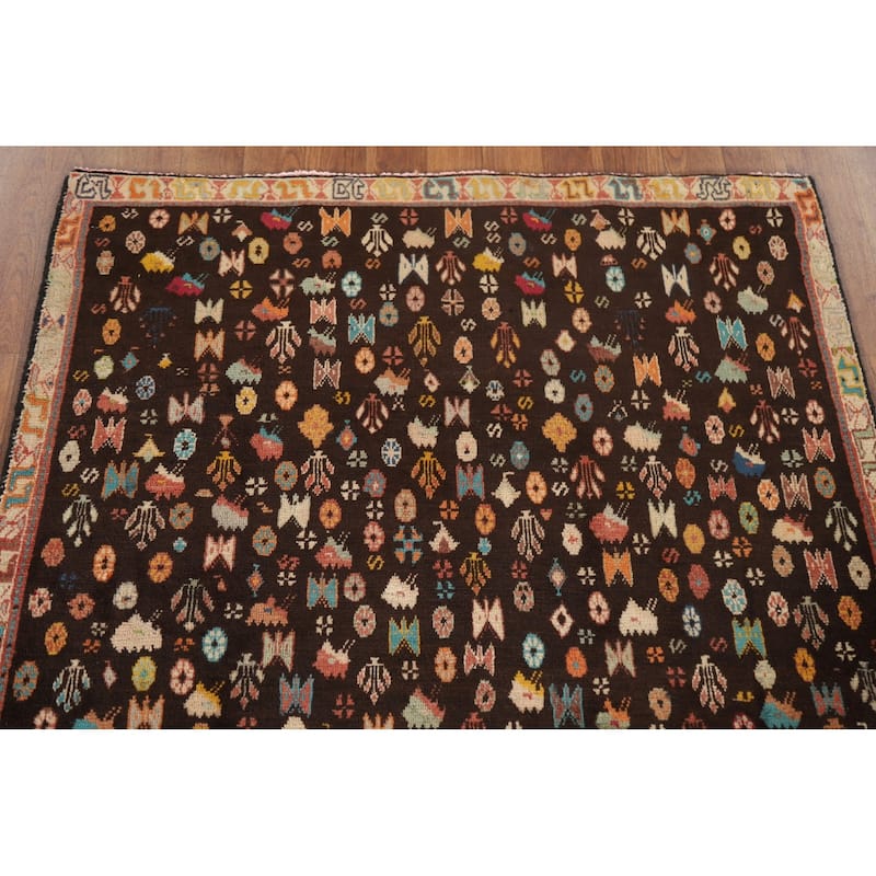 Vegetable Dye Sirjan Persian Vintage Area Rug Hand-Knotted Wool Carpet - 3'4"x 5'2"