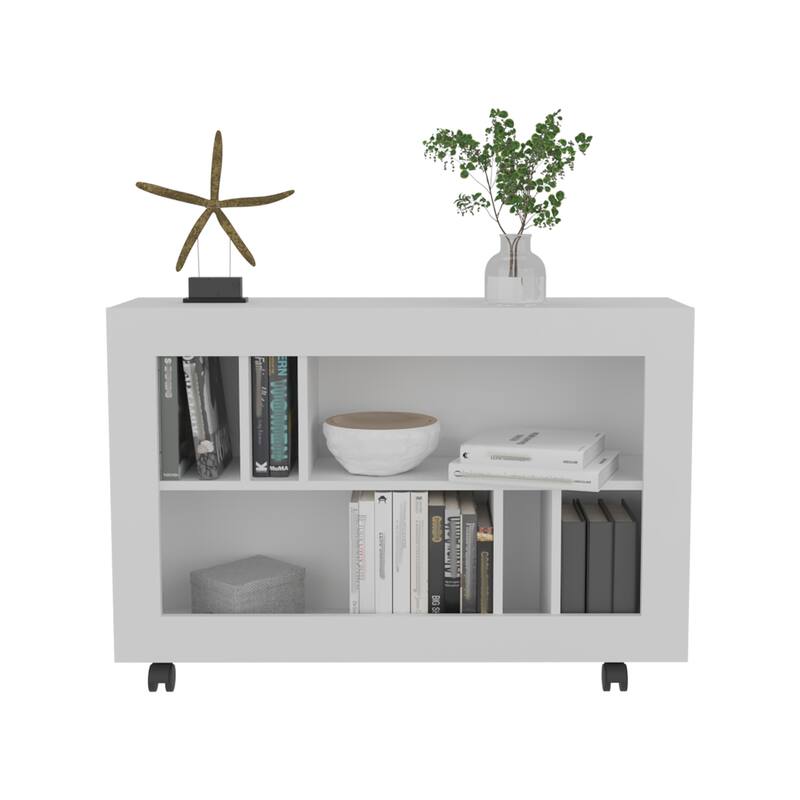 Console Table Cart With Sleek Design, 5 Shelves, 4 Casters,Easy Assembly,FSC Certified CPSIA Compliant