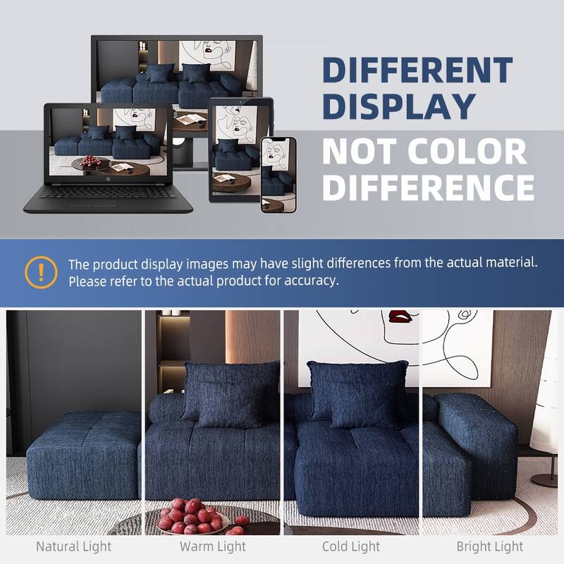 Modern 4 PCS DIY Combination Modular Sofa with Ottoman, Seat, Chaise Lounge, Armrest