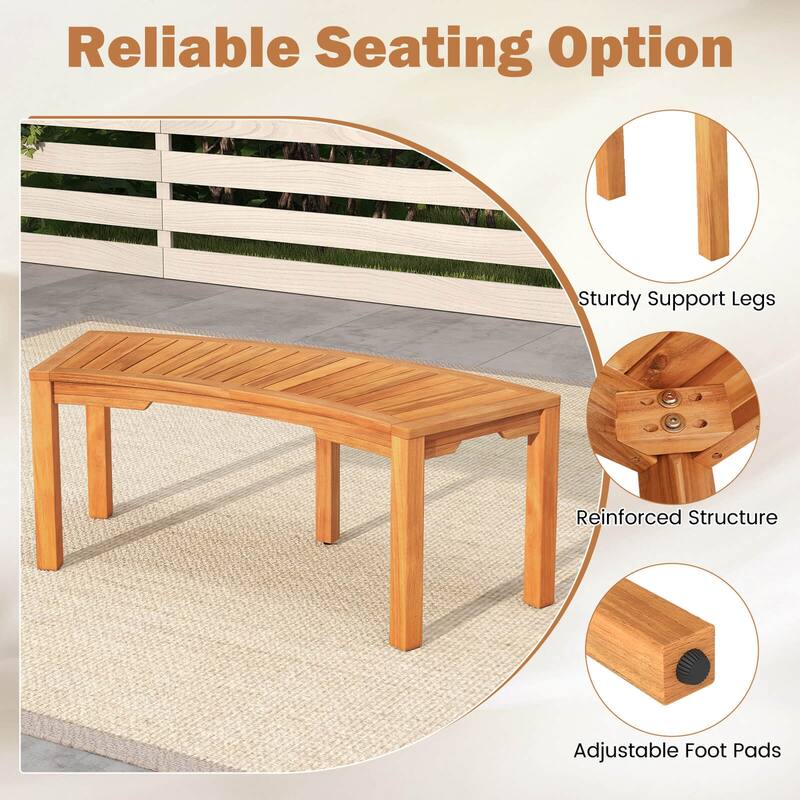 Costway 1/2/4 PCS Outdoor Curved Bench with Slatted Seat Wrap Around - See Details