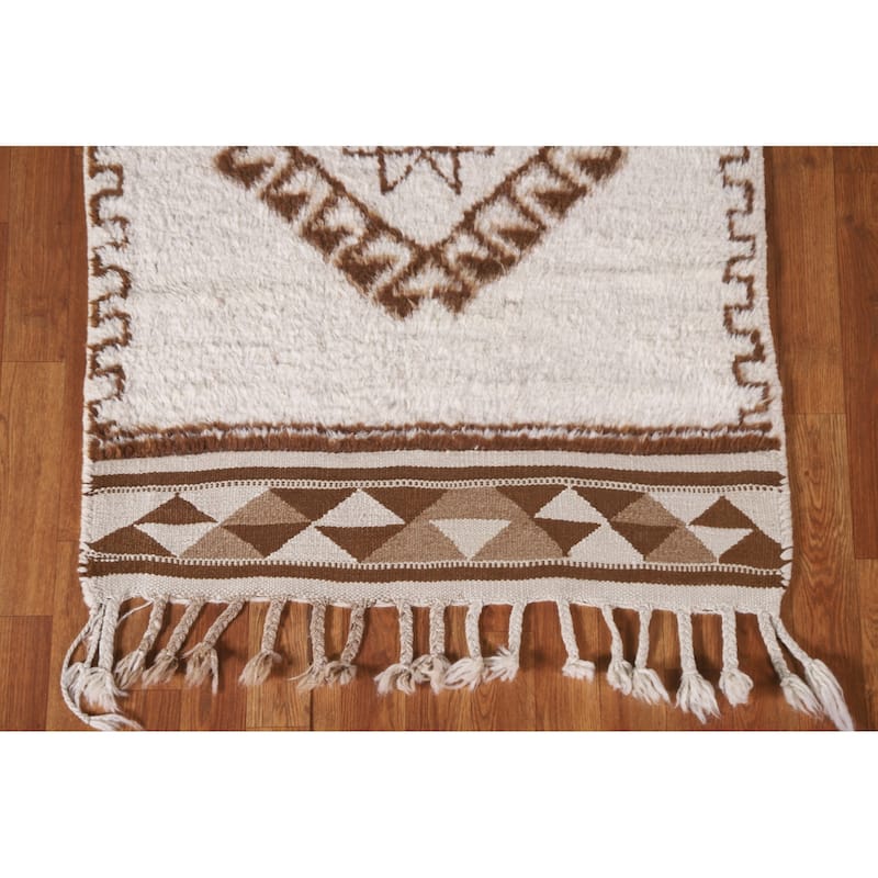 Geometric Anatolian Runner Rug Handmade Turkish Wool Carpet - 3'0"x 11'9"