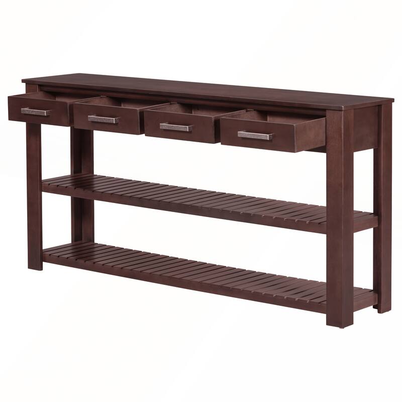 U_Style Stylish Entryway Console Table with 4 Drawers and 2 Shelves