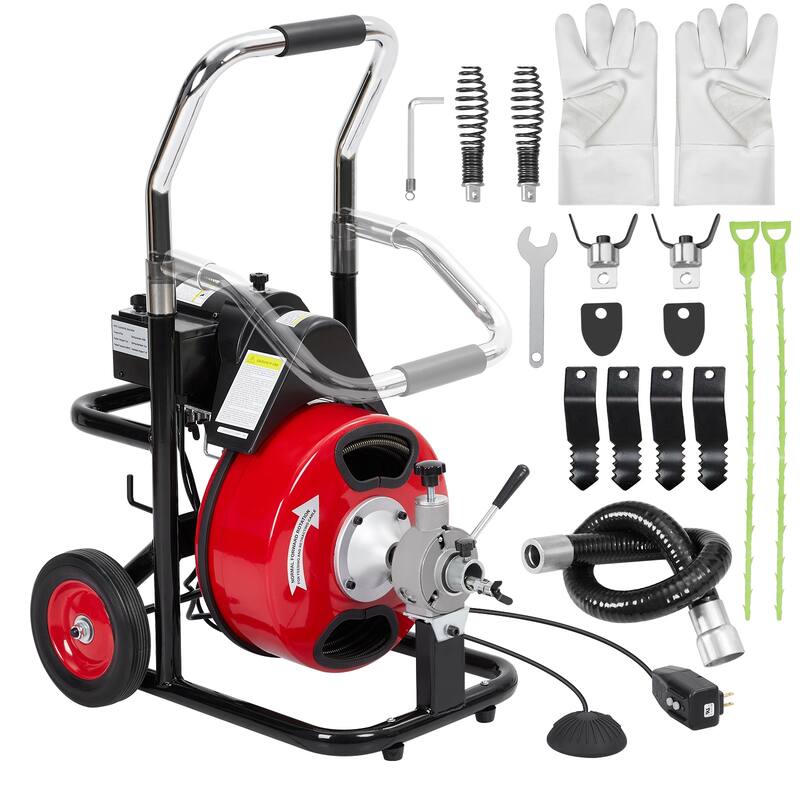 Portable Drain Cleaner Machine, Sewer Snake Machine - K-300ZF 100FT 3/8inch