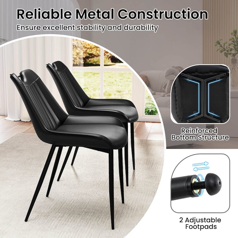 Costway Dining Chair Set of 4 Faux Leather Upholstered Kitchen Chairs - See Details