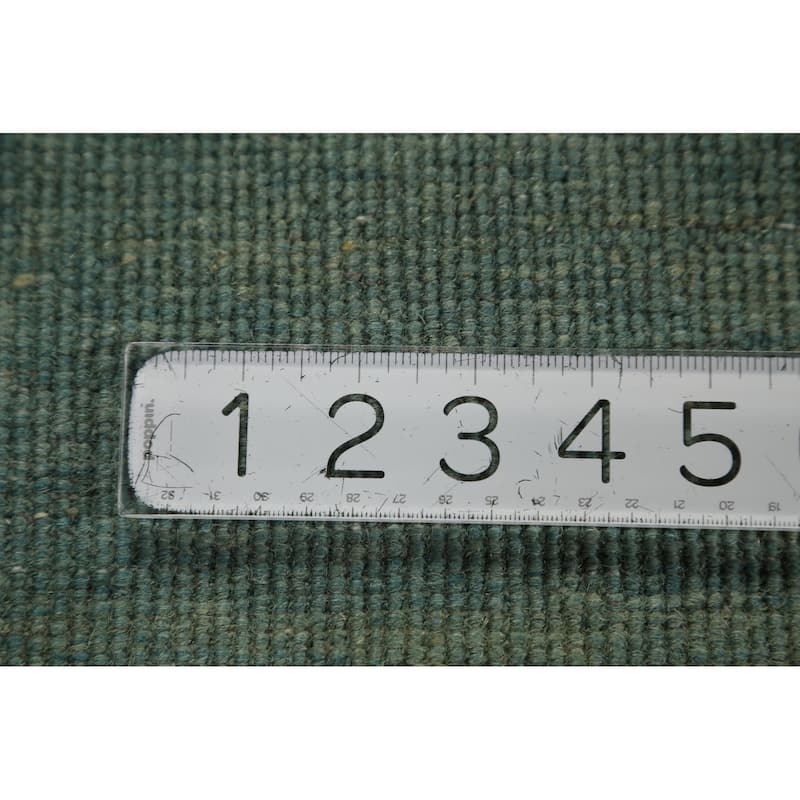 Blue & Green Gabbeh Modern Rug Hand-Knotted Striped Wool Carpet - 4'0" x 5'6"