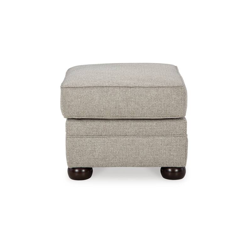 Gael Ottoman, Soft Cushioned Gray Beige Polyester, Dark Brown, 31 Inch