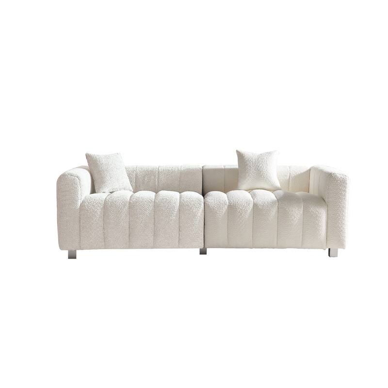 87.4" Luxury 3-Seater Sofa Bubble Couch for Living Room, Velvet Deep Seat Sofa Couch, Loveseat Sofa with Metal Legs
