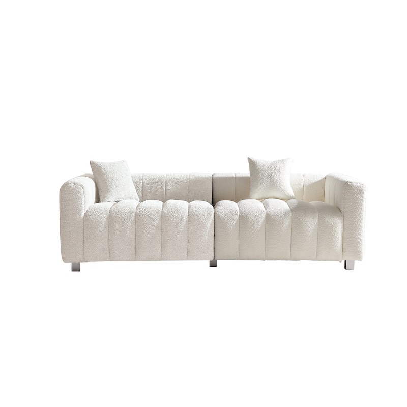87.4" Premium Velvet Sofa 3-Seater Loveseat, Modern Bubble Upholstered Couch with Metal Base Legs and 2 Pillows