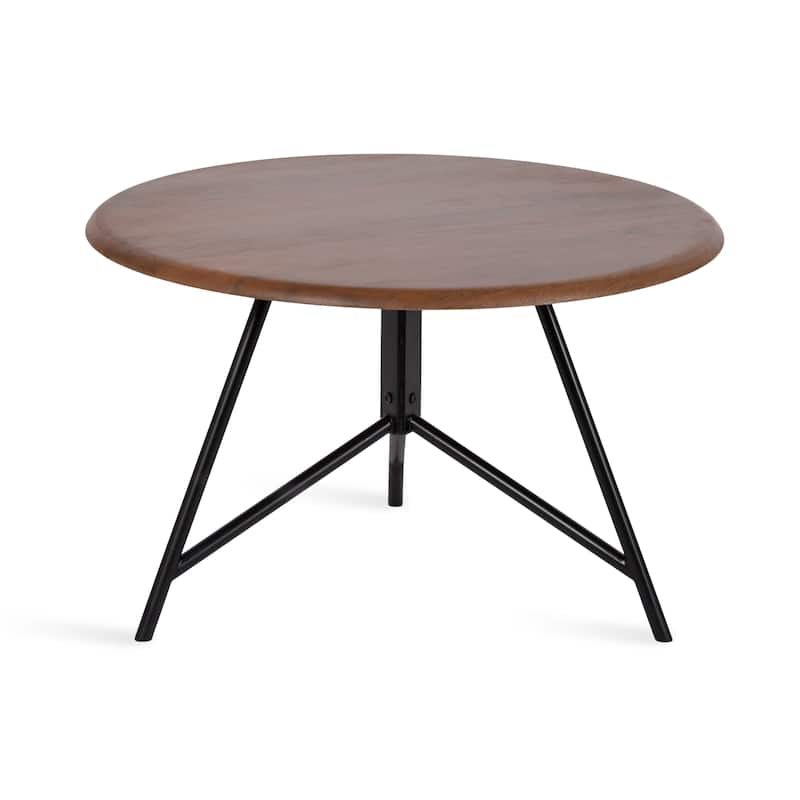 Kate and Laurel Pallson Round Wood Coffee Table - 28x28x18 - Walnut Brown/Black