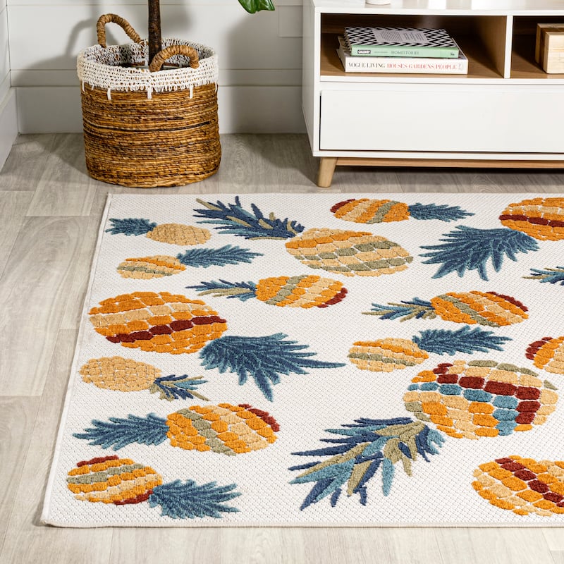 JONATHAN Y Limone Bold Pineapple High-Low Indoor/Outdoor Area Rug