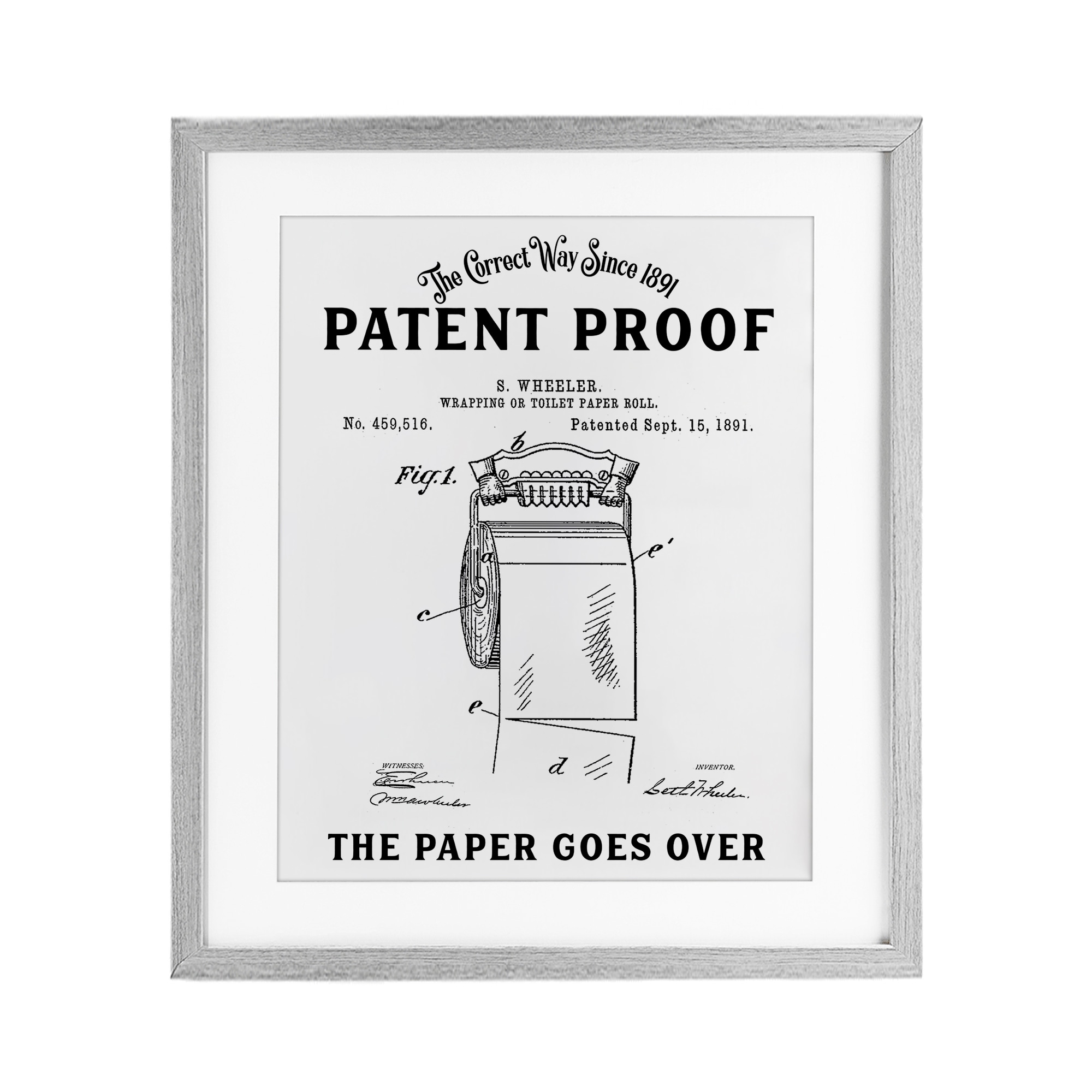 Stupell Toilet Paper Goes Over Under Glass Framed Design By Lettered and Lined