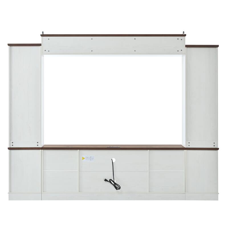 4-Piece Entertainment Center Wall Unit Set with Bridge for TVs Up to 70'', TV Stand W/Adjustable Shelves, Large Media Console