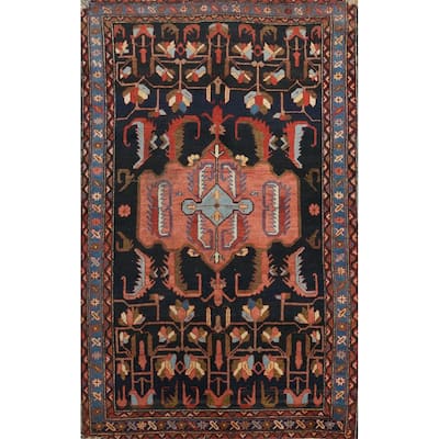 Hand Knotted Oriental 100% Wool Carpet Traditional Floral Navy Blue & Blues Lilian Area Rug - 6' 0'' X 4' 3''