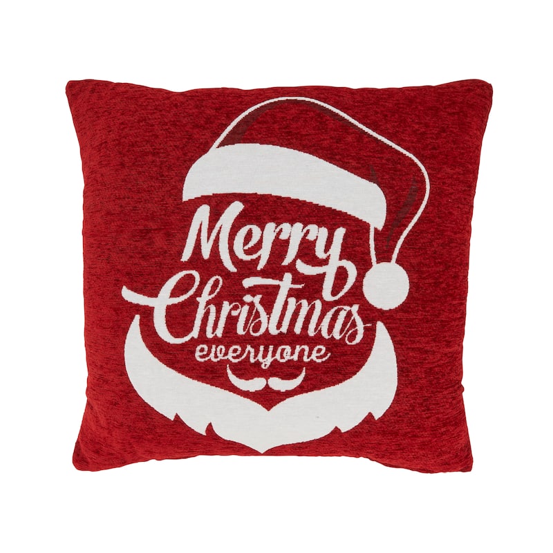 Festive Elegance Chenille Jacquard Santa Throw Pillow - Red - 18"x18" - Feather Down