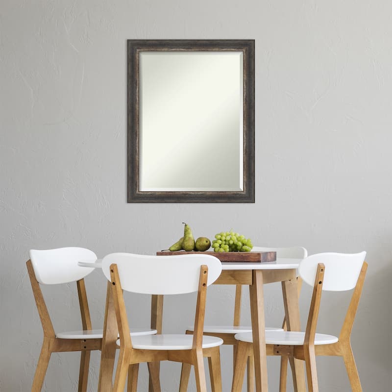 Beveled Wall Mirror - Bark Rustic Char Narrow Frame - Bark Rustic Char Narrow