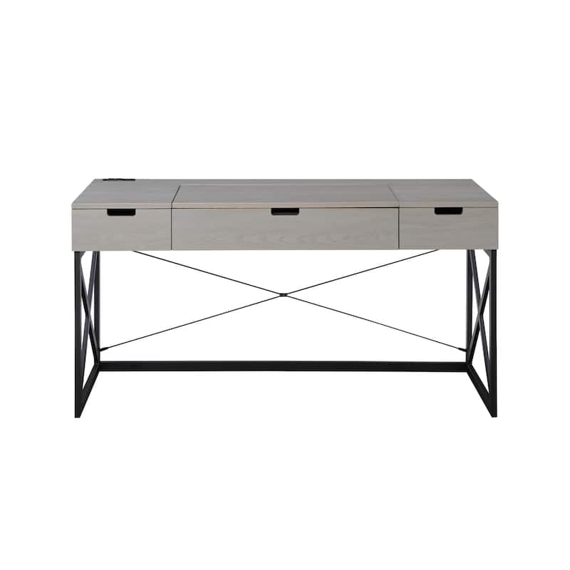 Bradford Farmhouse 59-inch Steel Lift Top Desk with USBs by Furniture of America