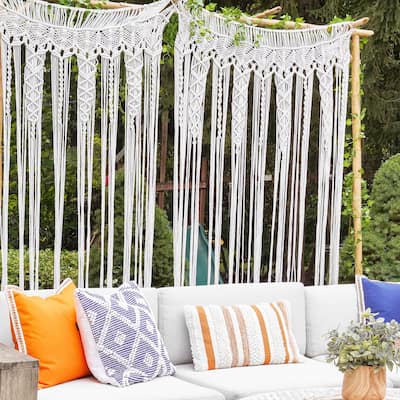 Lush Decor Boho Macrame Textured Indoor/Outdoor Window Curtain/Wedding Backdrop - 84" x 50"