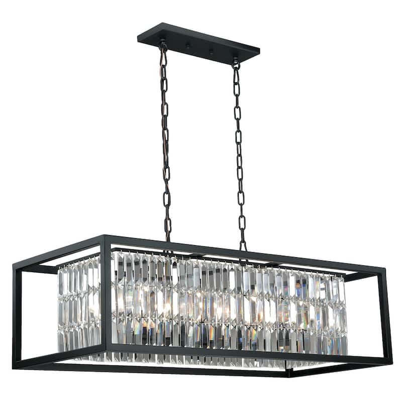 8-Light Linear Chandelier Island Pendant Light - Bronze Finish Modern Farmhouse Lighting - 114