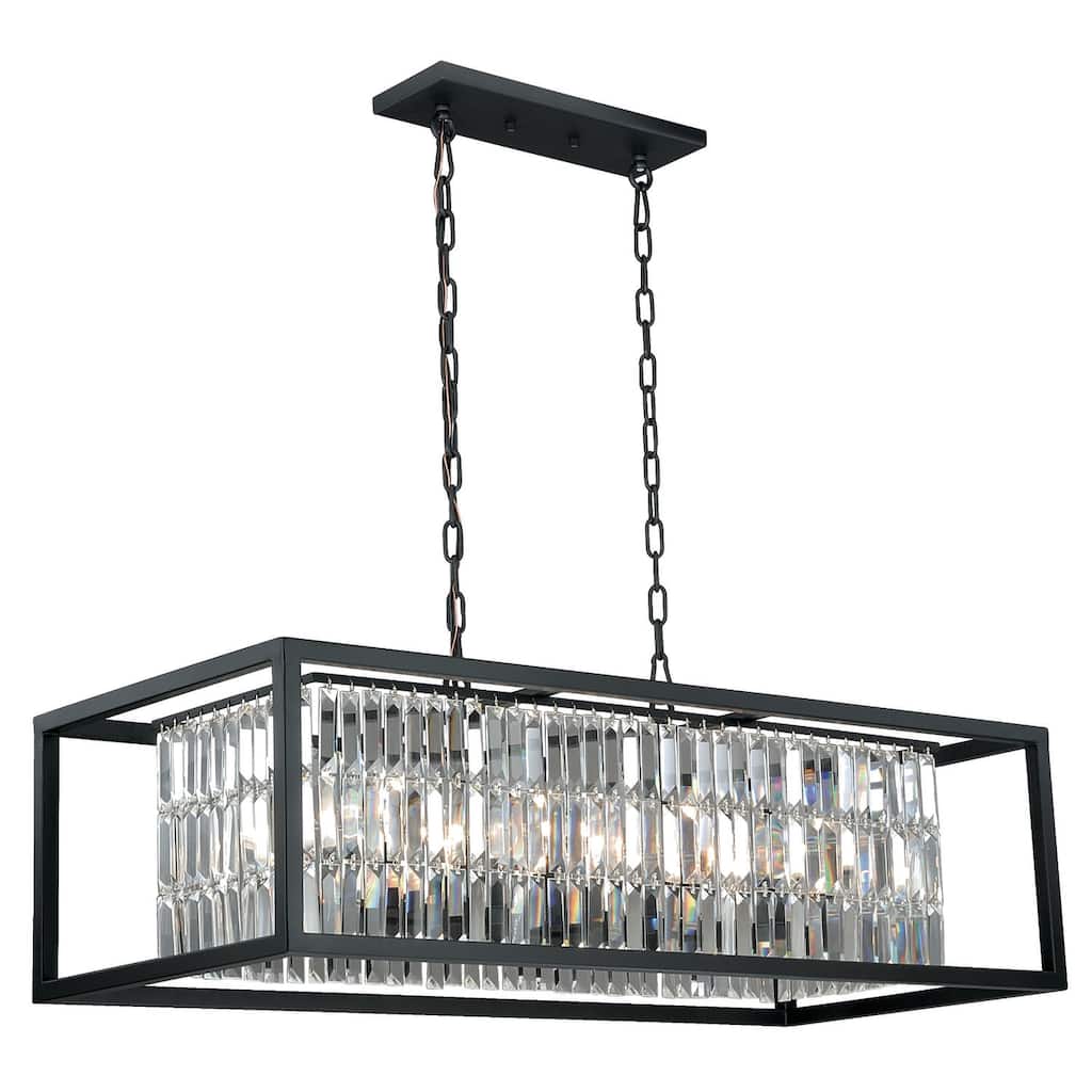 8-Light Linear Chandelier Island Pendant Light - Bronze Finish Modern Farmhouse Lighting - 114