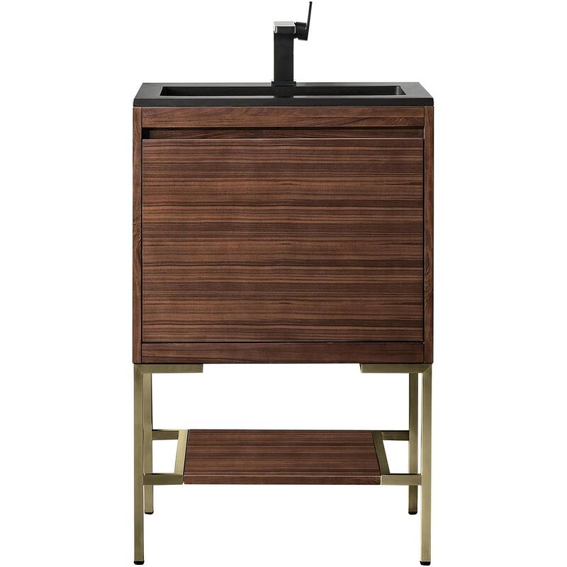 James Martin Vanities 805-V23.6-CB-CH Mantova 24" Single Basin Poplar - Mid-Century Walnut - Walnut Finish