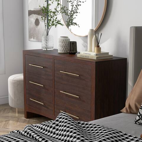 Malgan Walnut 6-Drawer Double Dresser by Furniture of America