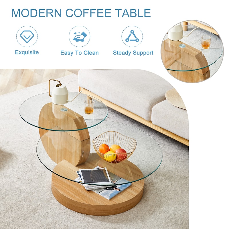 Modern and Practical Double-layer Round Coffee Table Sofa Side Table