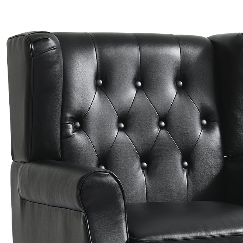 Set of 2 Vegan Leather Upholstered Button Tufted Accent Chair