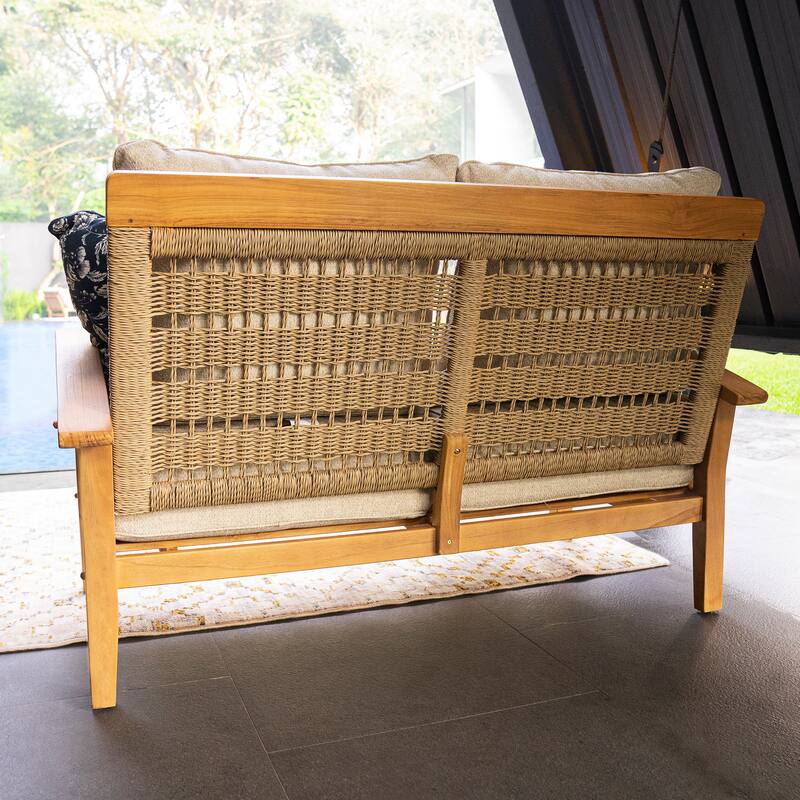 Cambridge Casual Carmel Teak Patio Loveseat with Cushion