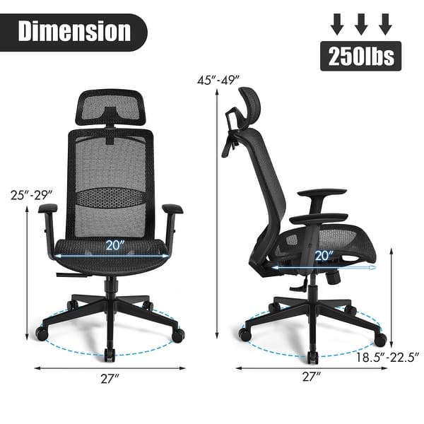 Mesh Office Computer Chair High Back Swivel Chair with Clothing Hanger ...