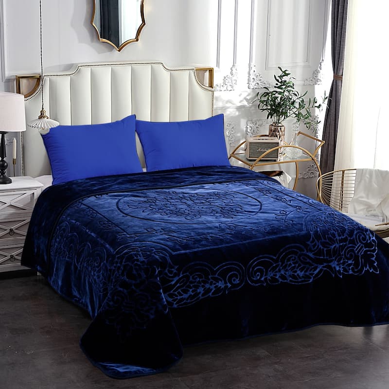 Embossed Floral Bed Blanket 85"x95" - 9lbs