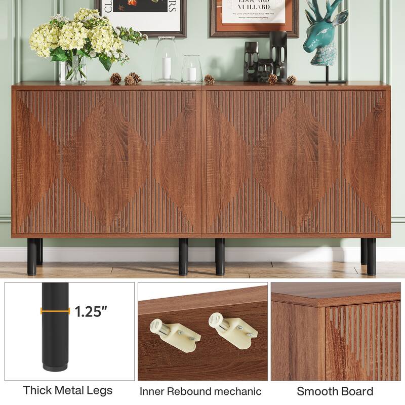 White Sideboard Buffet Set, Modern Sideboard Storage Cabinet with Door