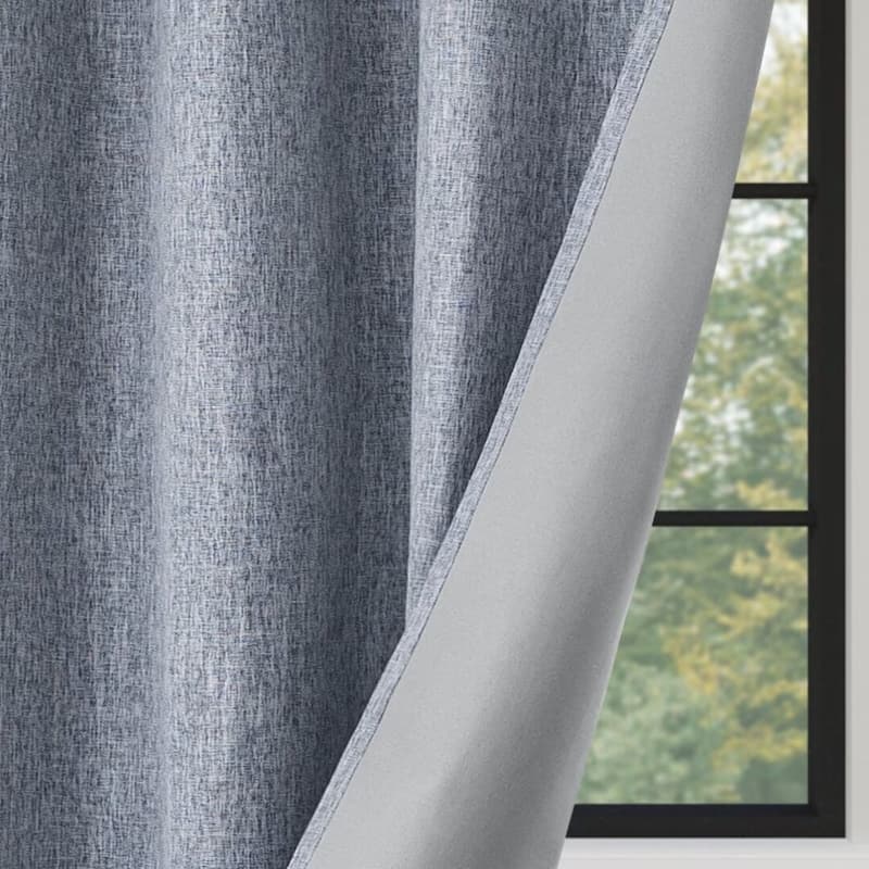 Linen Texture 100% Blackout Grommet Curtain Pair(2 panels)