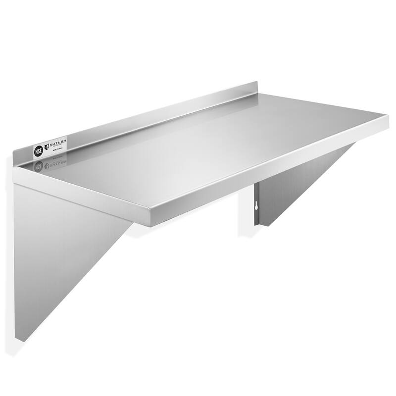 Stainless Steel Shelf NSF Commercial Kitchen Wall Shelving - Silver - 14" x 24"