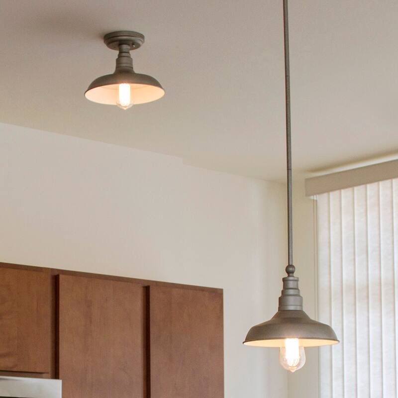 Design House Kimball 1 Light Dimmable Semi-Flush Ceiling Fixture - Galvanized