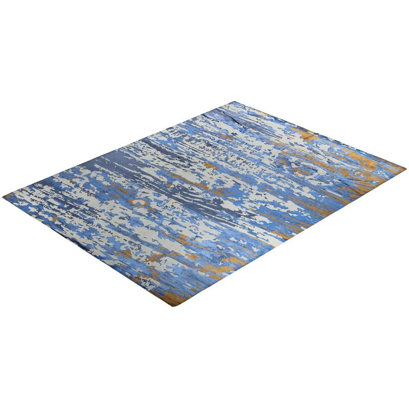 Modern One-of-a-Kind Hand-Knotted Area Rug - Ivory, 9' 2" x 12' 3" - 9' 2" x 12' 3"