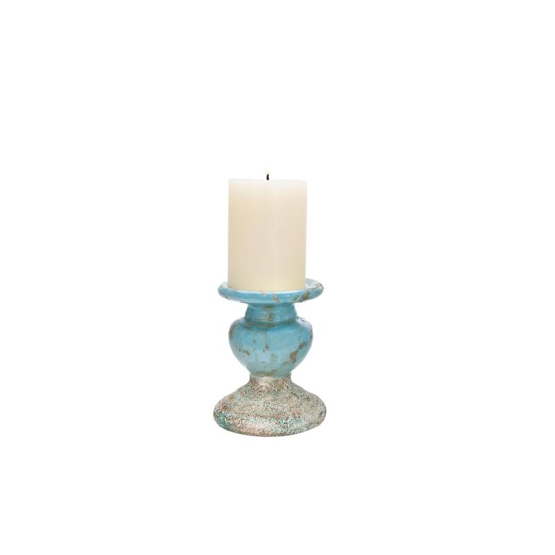 Sculptural Terracotta Pillar Candle Holder