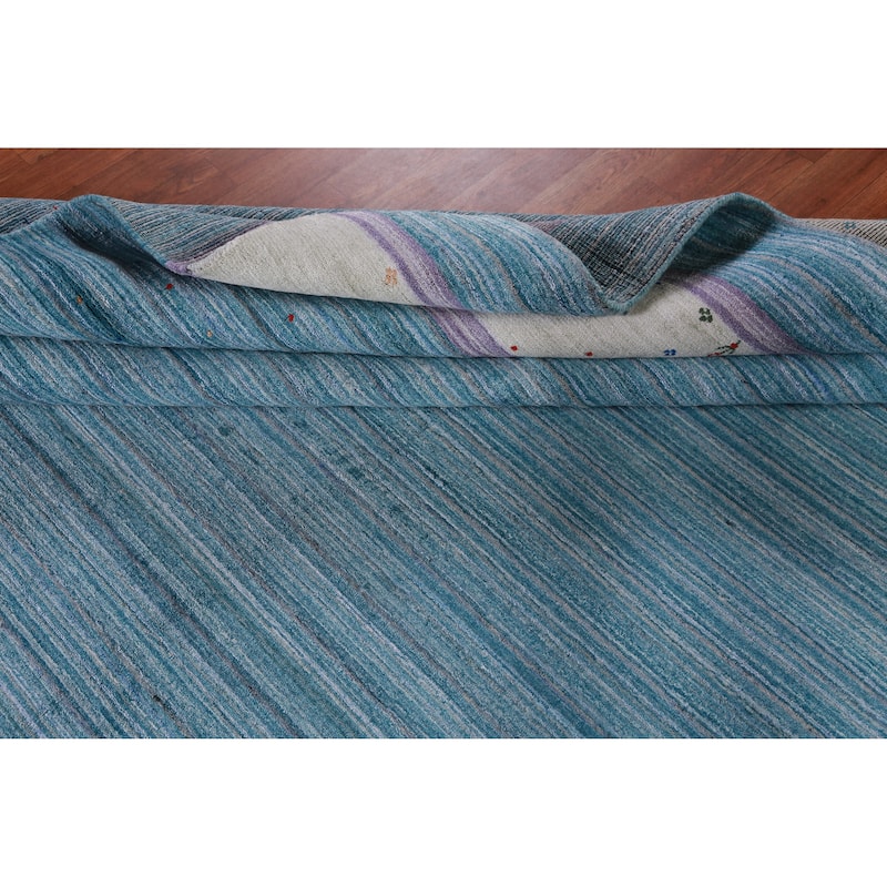 Hand Knotted Oriental 100% Wool Carpet Tribal Tribal Navy Blue & Blues Gabbeh Area Rug - 10' 0'' X 8' 6''