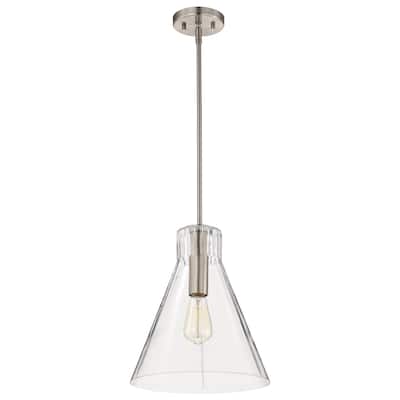 Gianna 1 Light Medium Pendant Brushed Nickel Finish Clear Glass - Brushed Nickel