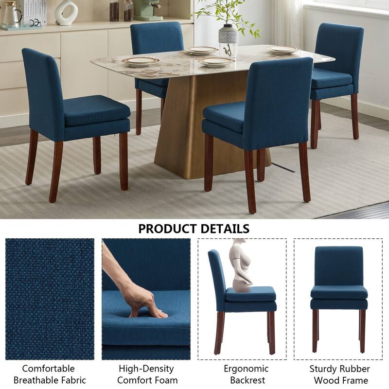 Set of 2 Upholstered Dining Chairs Modern Sidechair Performance Fabric High Back Armlesschair for Diningroom Kitchen