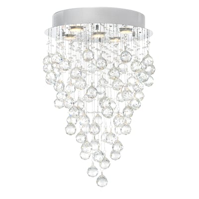 Rain Drop 5 Light Flush Mount With Chrome Finish