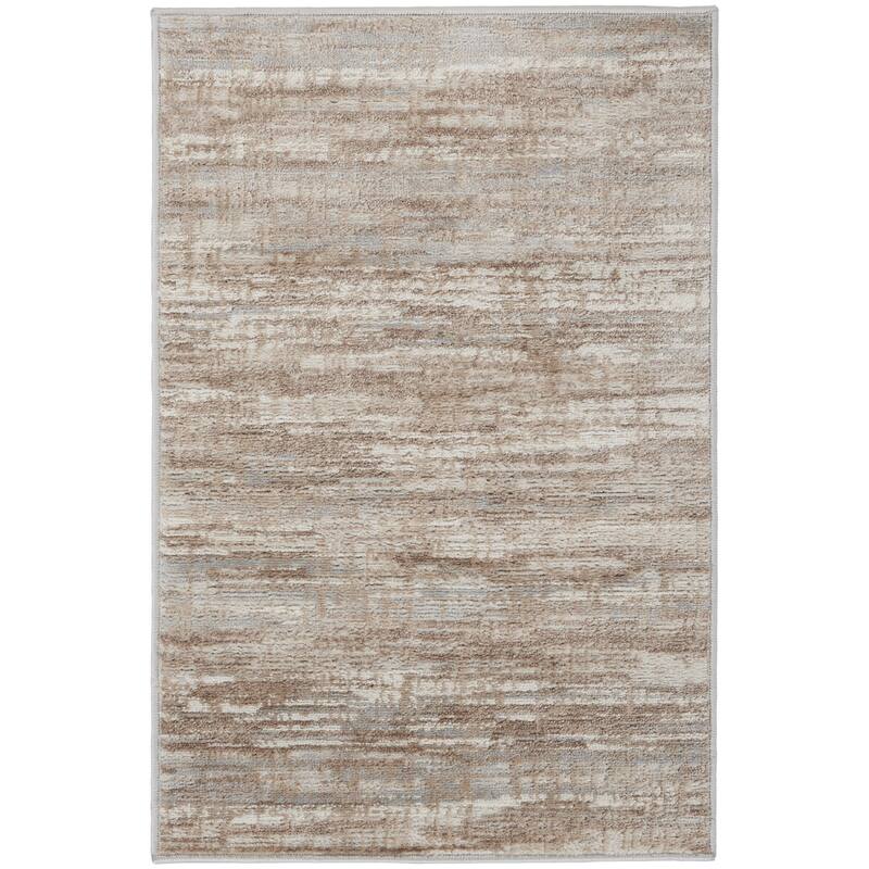 Buke Power Loomed Abstract Modern Non Skid Stain Resistant Low Pile Area Rug By HomeRoots