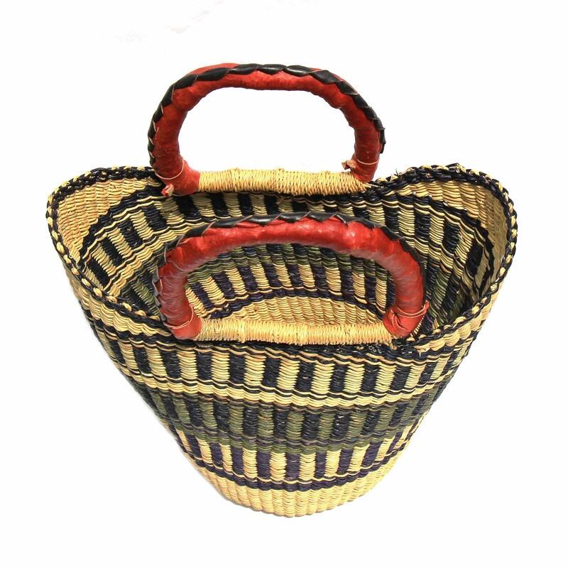 Handmade Bolga Shopper Tote Basket, 14-inch