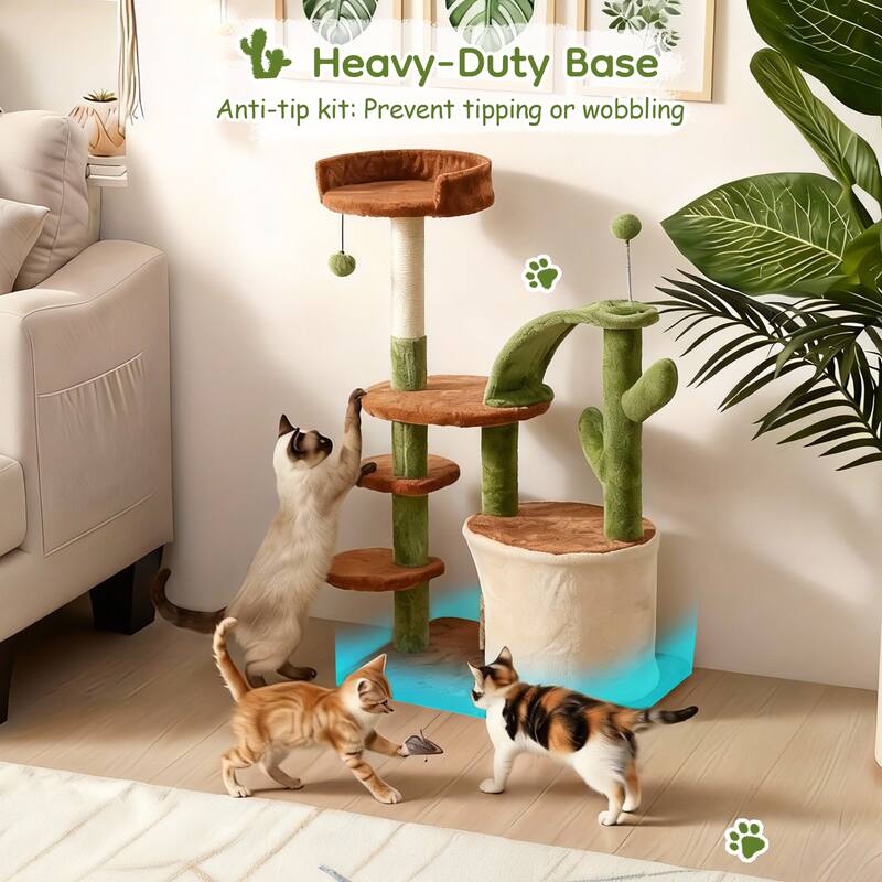 Cactus Cat Tree, Multi-Level Cat Tower with Scratching Posts, 36.6" - N/A