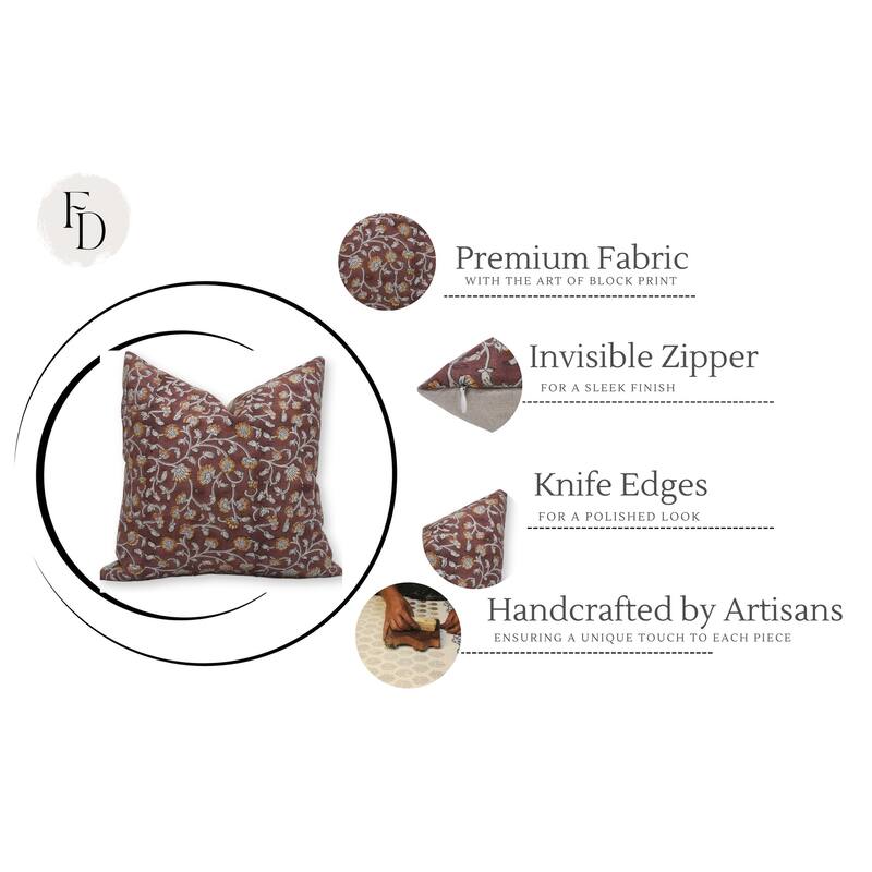 Fabdivine Linen Bohemian Block print pillow Cover