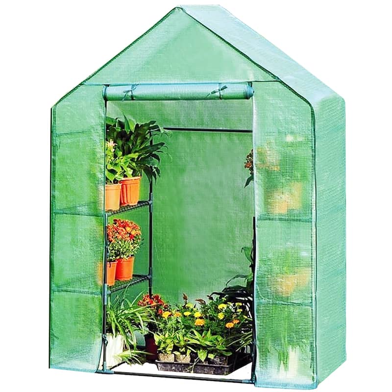 Mini 4 Tier Greenhouse 8 Shelves Portable Growing Garden House - 56" X 29" X 77" - 56" X 29" X 77"