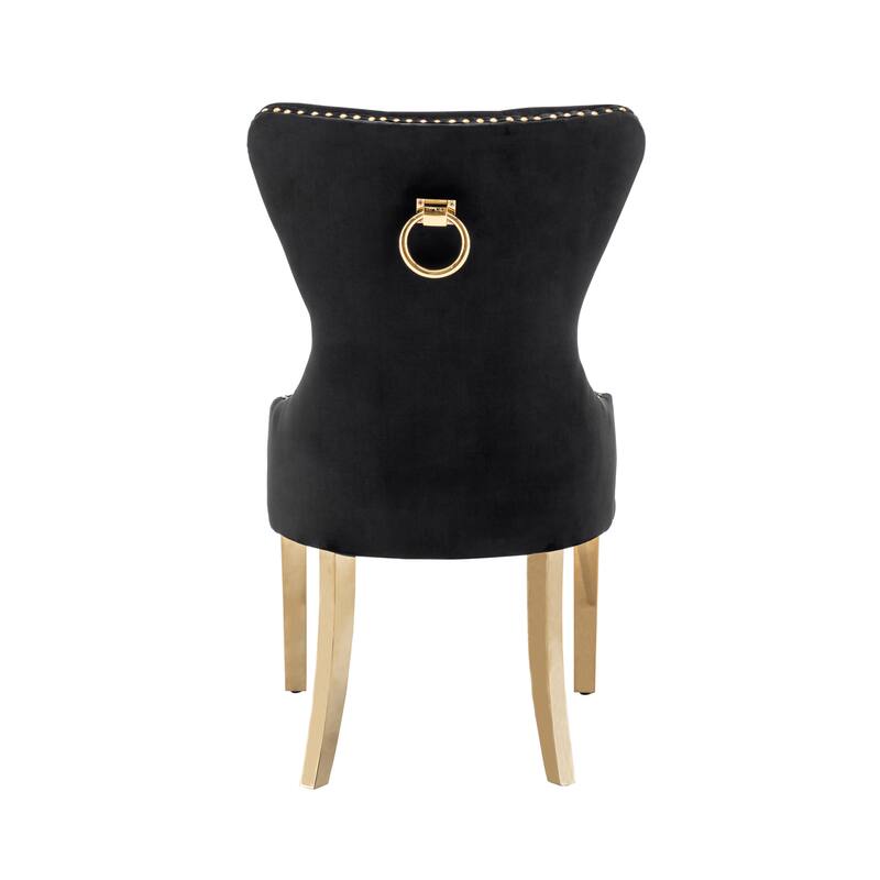 Porthos Home Caily Tufted Velvet Dining Chairs with Gold Chrome Legs, Set of 2