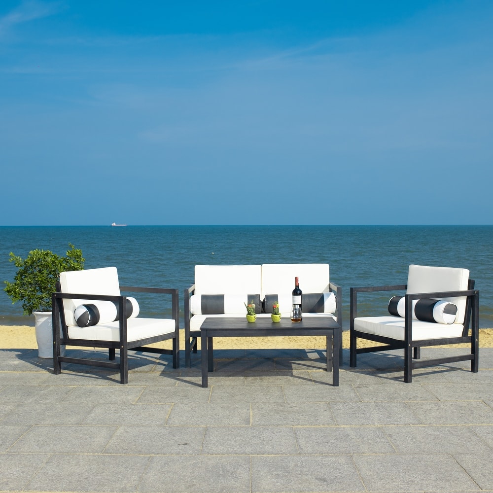 SAFAVIEH Outdoor Citlali 4-Piece Conversation Set with Accent Pillow - 50W x 29D x 29H