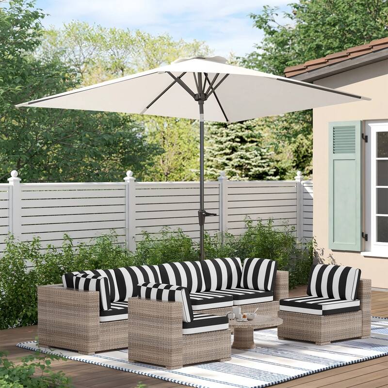 14-Piece Patio Furniture Sofa Cushions, 6-Seater Outdoor Cushion Set (Only Include Cusions，Not Sofa） - 25.6*25.6*4in