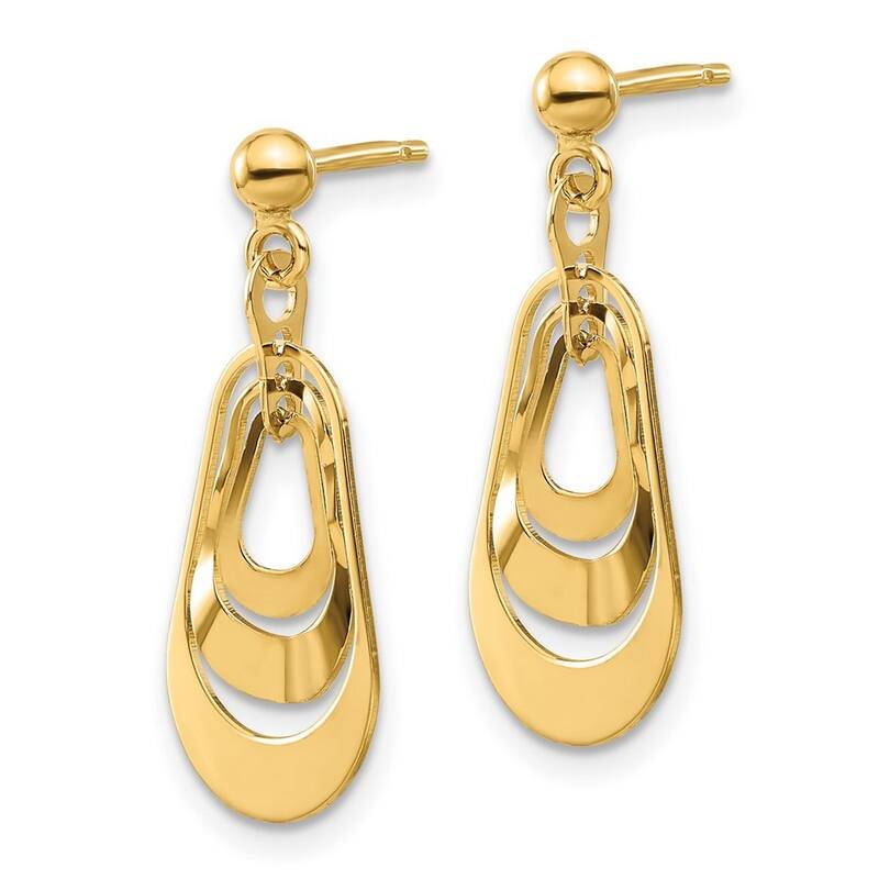 Curata 14k Yellow Gold Polished 22x11.12mm Post Guardian Angel Earrings