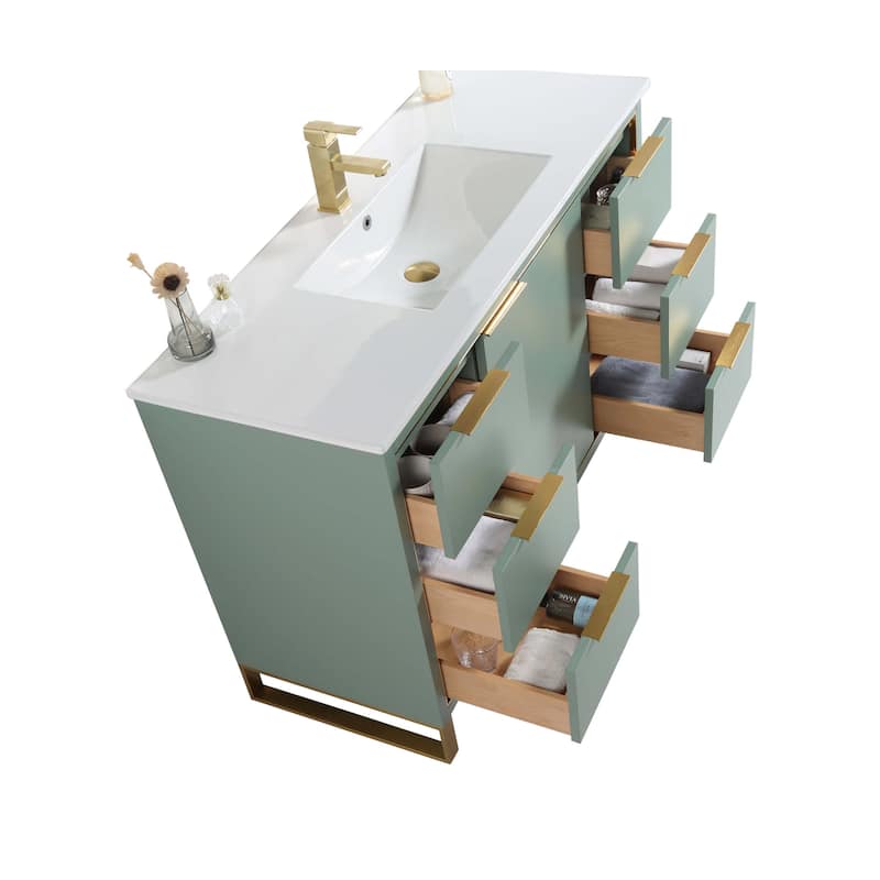 Fine Fixtures Opulence Collection Bathroom Vanity with White Ceramic Sink